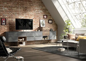 Praktische Schrankelemente in LUX 823, einem leichten Schiefergrau, mit viel Stauraum in den Auszügen. Die Akzente in STRUCTURA 402 Eiche Havanna Nachbildung lassen das Ganze gleich lebendiger wirken. Praktische Schrankelemente in LUX 823, einem leichten Schiefergrau, mit viel Stauraum in den Auszügen. Die Akzente in STRUCTURA 402 Eiche Havanna Nachbildung lassen das Ganze gleich lebendiger wirken.